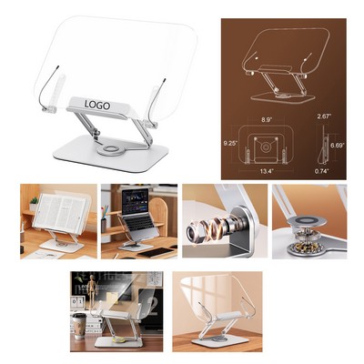 Aluminum Alloy Clear Swivel Book Holder / Reading Stand