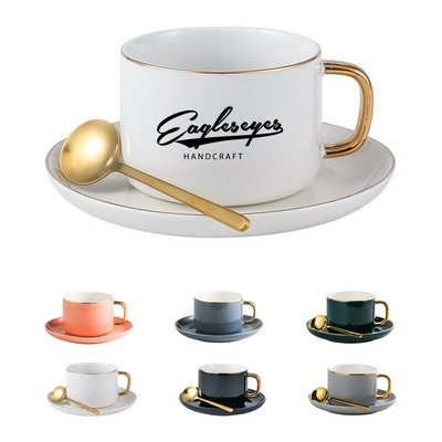 8oz Coffee Mug Set with Saucer & Scoop