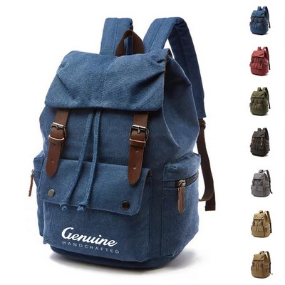 Vintage Travel Canvas Leather Backpack