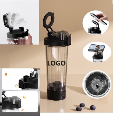 Electric stirring non-pourable cup with magnetic holder