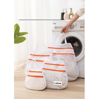 16x16" Portable Double Zippered Mesh Laundry Bags Laundry Wash Bags for Delicates-Woven Label