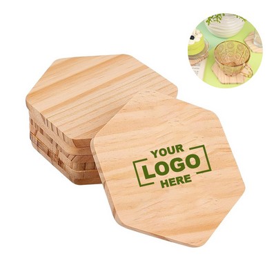 Hexagon Shape Wooden Coaster.