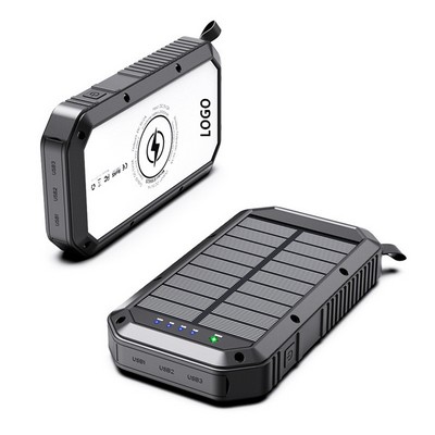 Solar Charging Power Bank Led Light with Wireless charger.