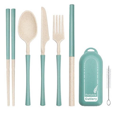 Wheat-plastic Reusable Utensil Set 7PCS