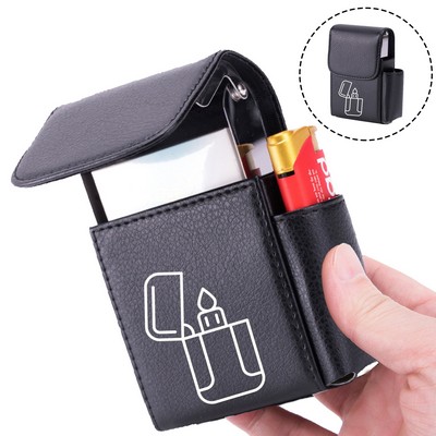 PU Cig Box Case with Pouch Lighter Holder