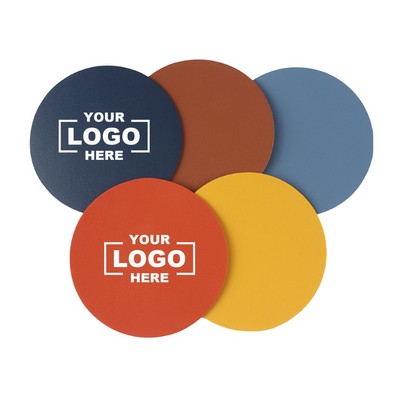 Minimalist Plain Round Leather Coaster