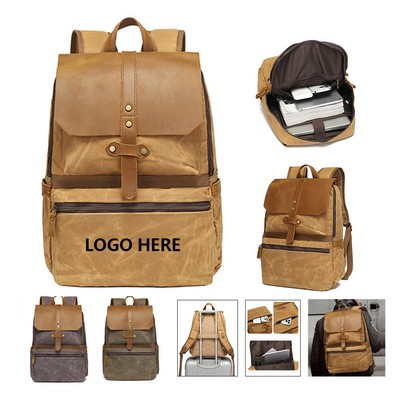 Rugged Waxed Canvas & Leather Backpack