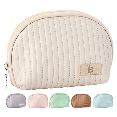 PU Leather Half Circle Cosmetic Bag