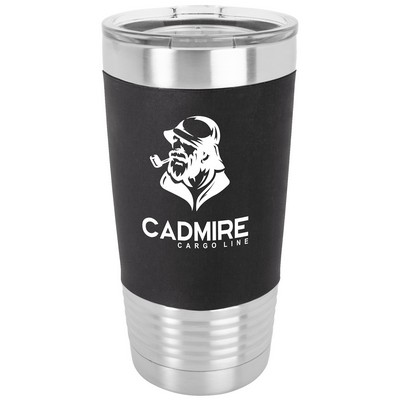 Polar Camel 20 oz. Black/White Tumbler with Silicone Grip and Clear Lid