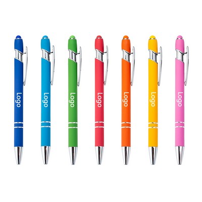 Metal Push Pen Aluminum Barrel Capacitive Touch Stylus TouchScreen Ballpoint Pen