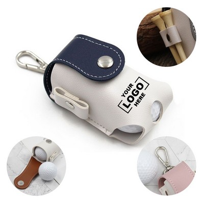 Leather Golf Ball Pouch with Tee Holder