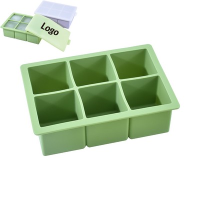 Large 6-Cavity Food-Grade Silicone Ice Cube Tray with Lid - Odor-Free & DIY Friendly