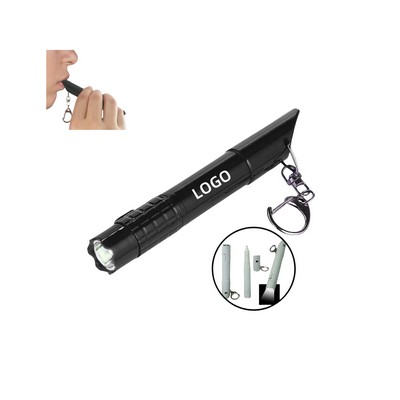 3 In 1 Ballpoint Pen Whistle Flashlight Keychain