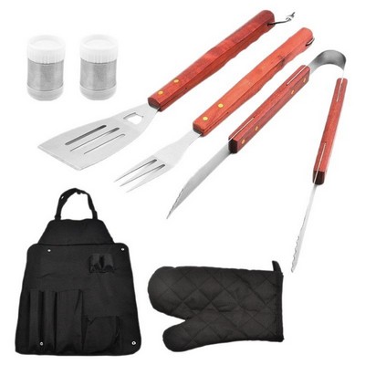 7 Piece BBQ Tools Set with Roll Up Apron