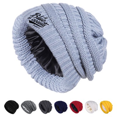 Winter Satin Lined Knit Beanie