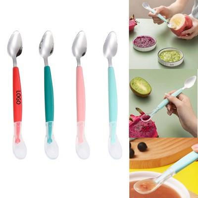 Stainless Steel Baby Dual-Headed Fruit Puree Scraping Spoon