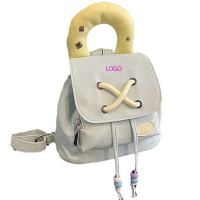 Unique Top Handle Backpack W/ Tie-Detail Flap