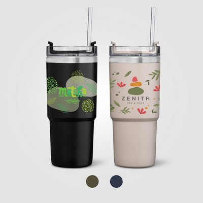 Rime Recycled Stainless Steel Double Wall Leakproof Straw Tumbler - 25oz - Full-Color Inkjet