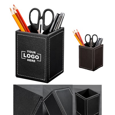 Desktop Leather Pen Holder