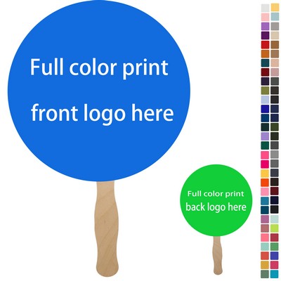 Full Color Two Sides Wooden Handled Fan