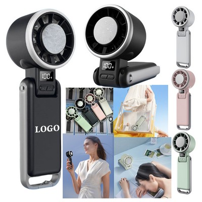 Compact Portable Fan with LED Screen & Hanging Hook
