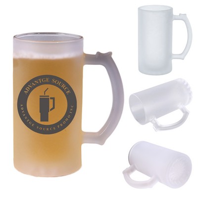 16oz Frosted Glass Beer Mug with Handle
