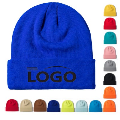 RPET Knit Beanie Cap Hat Farview Roll Up Cuff