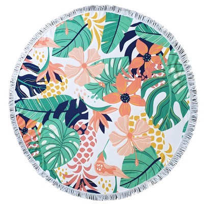 Microfiber Round Tassel Beach Towel