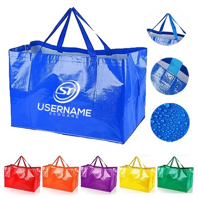 Extra Large Reusable Shopping Grocery Bags with Handles Colorful Woven Plastic Waterproof Tote Bags