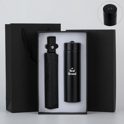 Temperature - Display Insulated Mug And Automatic Umbrella
