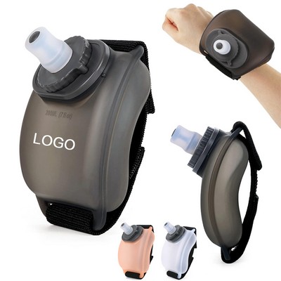 7 Oz Portable Running Sports Silicone Wrist Water Bottle with Adjustable Hand Strap