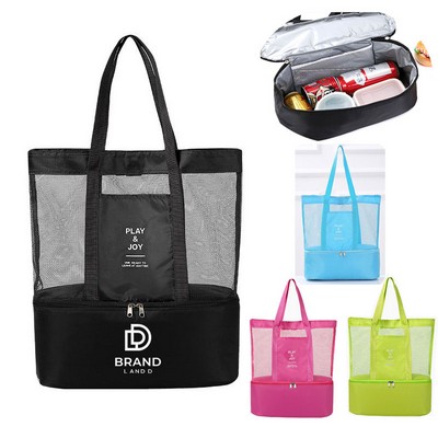Mesh Picnic Beach Cooler Tote