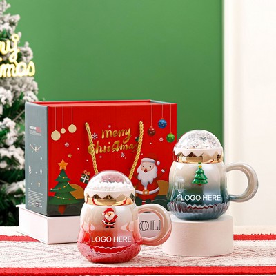 Christmas Ceramic Mug with Santa Lid – 500ML / 17.6OZ