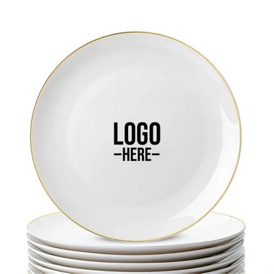 12" Ceramic Dinner Plate with Gold Trim.