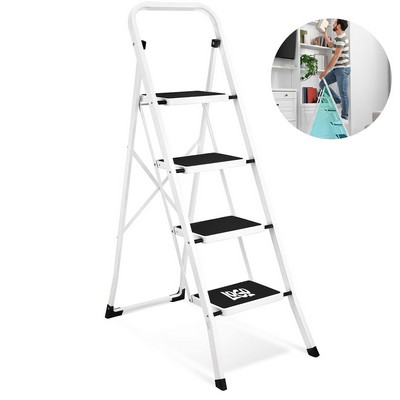 White Anti-Slip Four-Step Folding Ladder