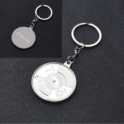 Round 50 Year Perpetual Calendar Metal Keychain