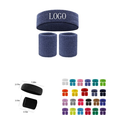 Sport Sweatband Wristband Headband Set