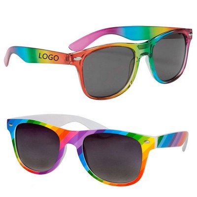 Custom Plastic Frame Party Rainbow Sunglasses W/UV Protection