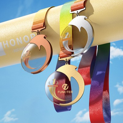 Creative Circular Whale Crystal Award Medals Clear Version