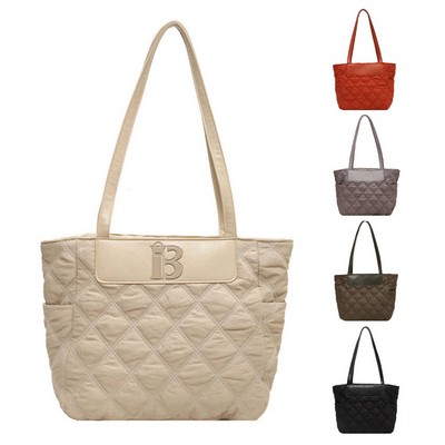 Large capacity quilted hobo handbag