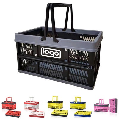 Foldable Plastic Storage Basket w/ Handle