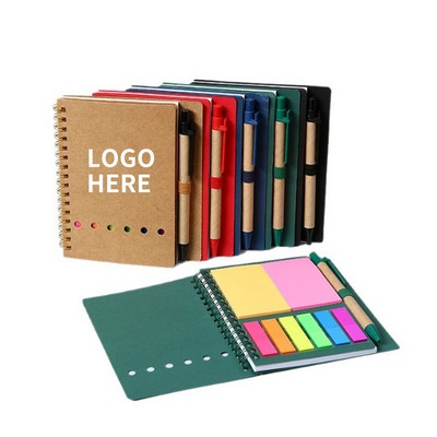 Spiral Bound Notebook Set with Pen & Stickies