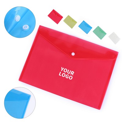 Transparent Plastic Document Folder With Reusable Snap Closure