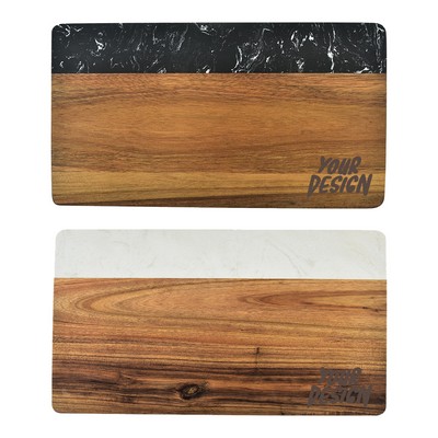 Marble & Acacia Wood Cutting Board Dual-Tone Serving Tray
