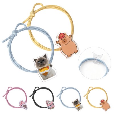 Full-color Acrylic Cuff Elastic Hair Tie