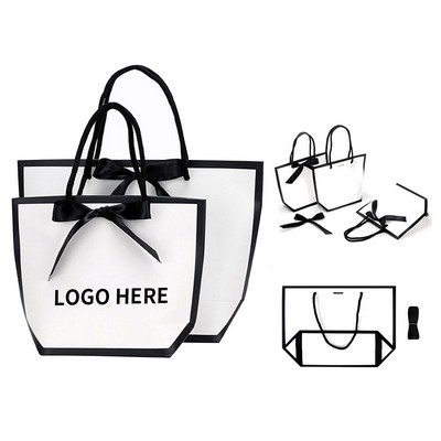 Boutique-Quality Solid Color Tote Bag with Ribbon