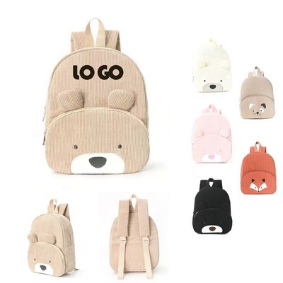 Corduroy Children School Cartoon Backpack