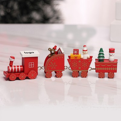 Custom Christmas Wooden Train Decoration Toy Set