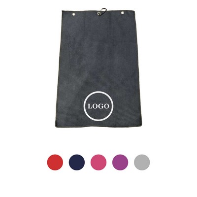 Premium Sublimated Plush Microfiber Waffle Golf Towel Tri-Fold Clip Brass Grommet Golfing Gear