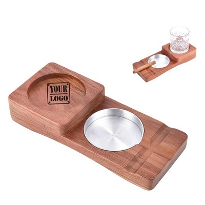 Cigar Ashtray and Whiskey Glass Tray